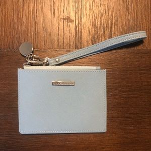 Serman Brands Blue Leather Card Holder zipper wristlet leather